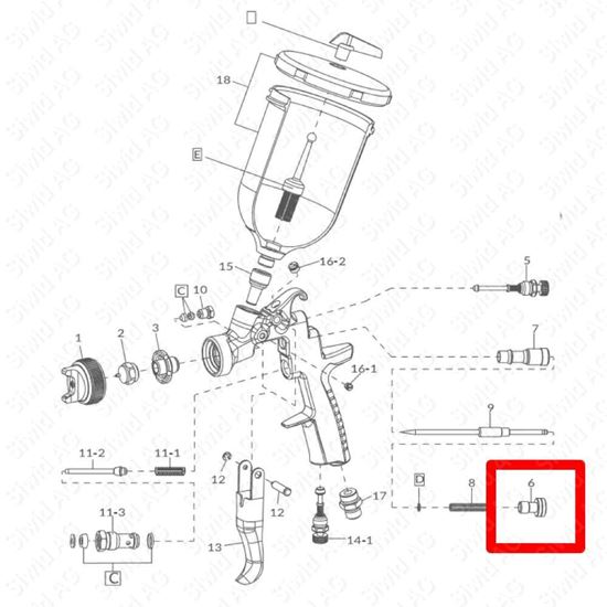 Bild von Farbnadel Einstellschraube Fliessbecherp